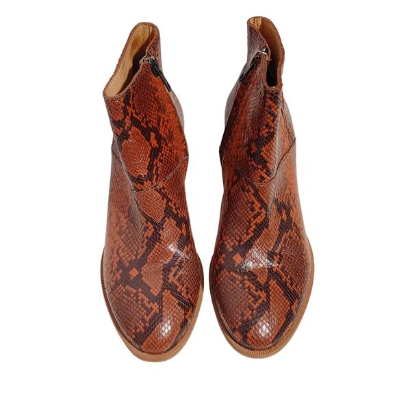 Madewell The Rosie Ankle Boots Snakeskin Pointed Toe Brown Leather Womens 6 - Picture 3 of 8